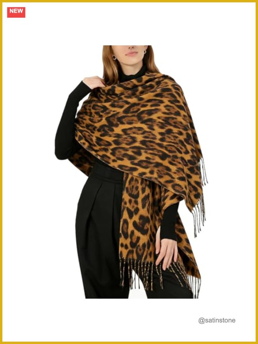 Oversized Winter Scarf Wrap, Zebra Print, Double-Sided with Tassels, Long Shawl